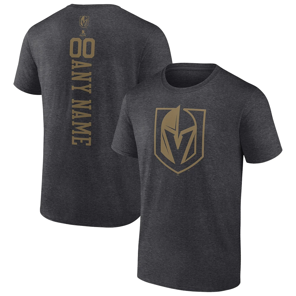 Men's Heathered Charcoal Vegas Golden Knights Personalized One Color T-Shirt
