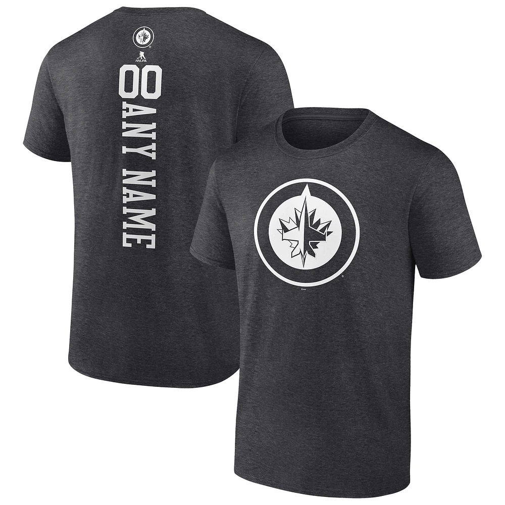 Men's Heathered Charcoal Winnipeg Jets Personalized One Color T-Shirt