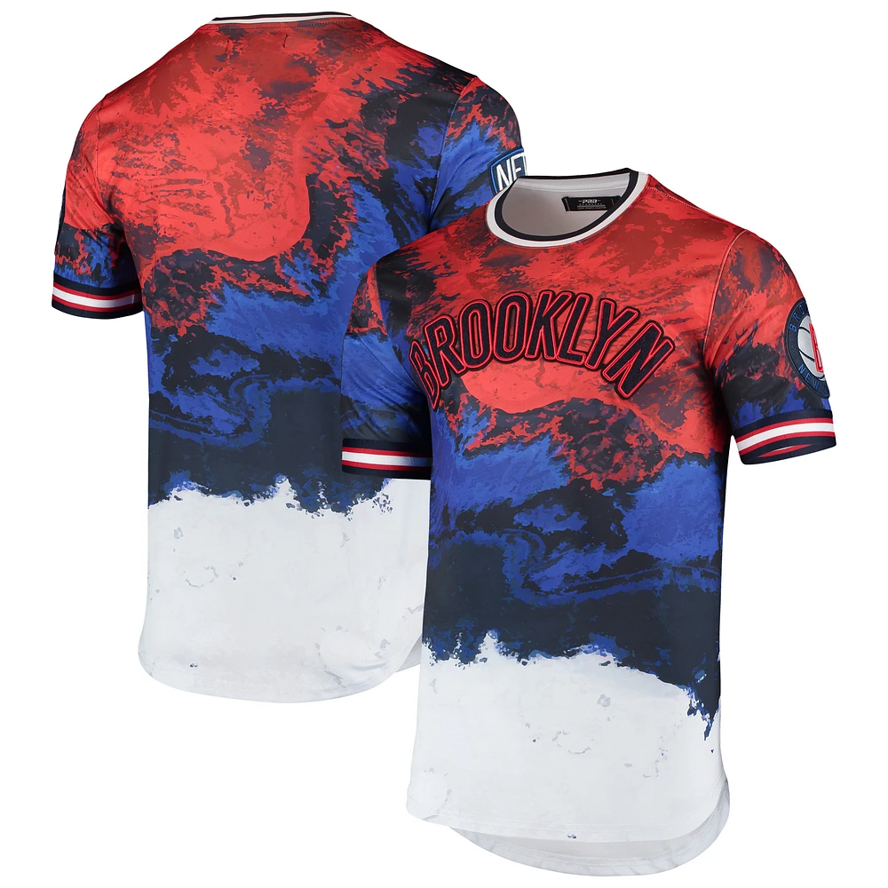 Men's Pro Standard Red/Blue Brooklyn Nets Americana Dip Dye T-Shirt