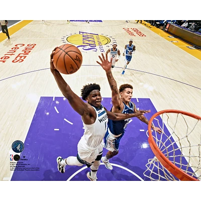 Anthony Edwards Minnesota Timberwolves Unsigned One Handed Dunk Through The Glass Photograph