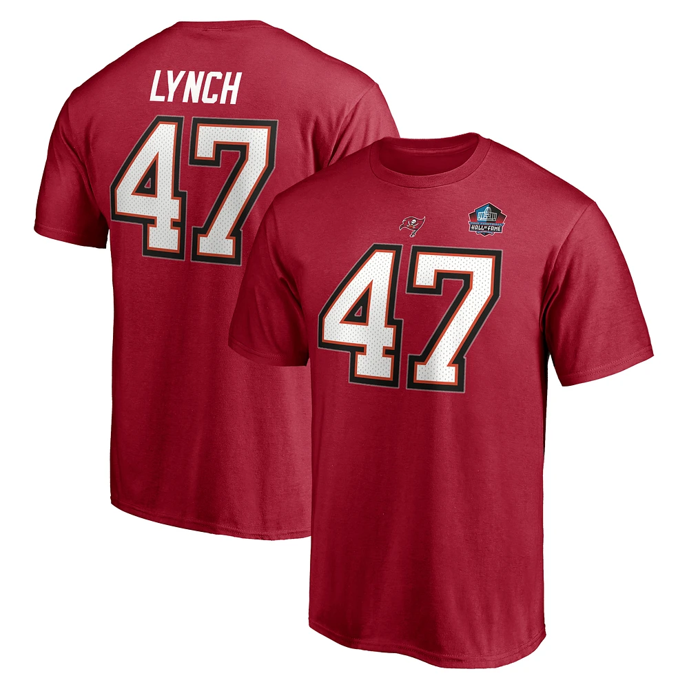 Men's Fanatics John Lynch Red Tampa Bay Buccaneers NFL Hall of Fame Class of 2021 Name & Number T-Shirt