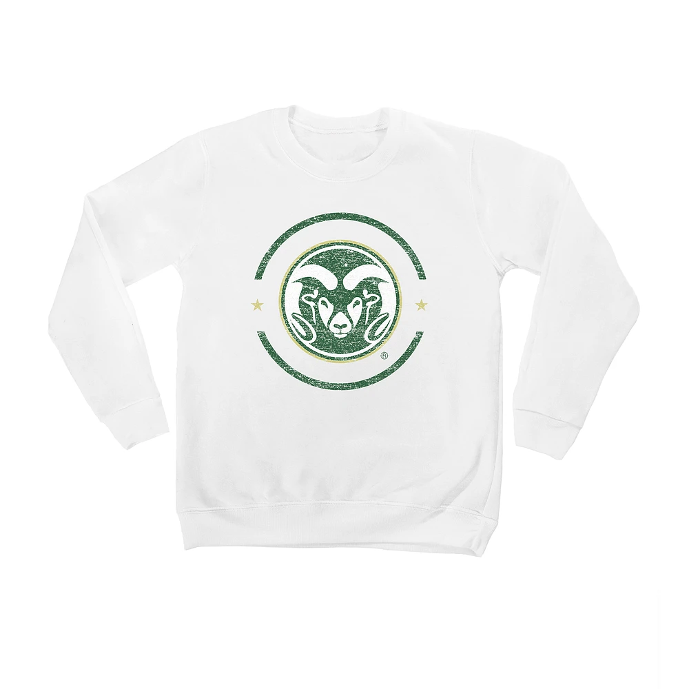 Youth White Colorado State Rams End Zone Pullover Sweatshirt