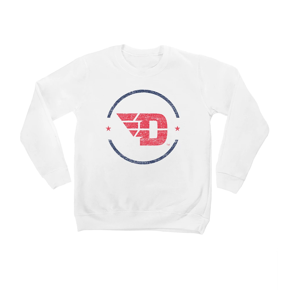 Youth White Dayton Flyers End Zone Pullover Sweatshirt