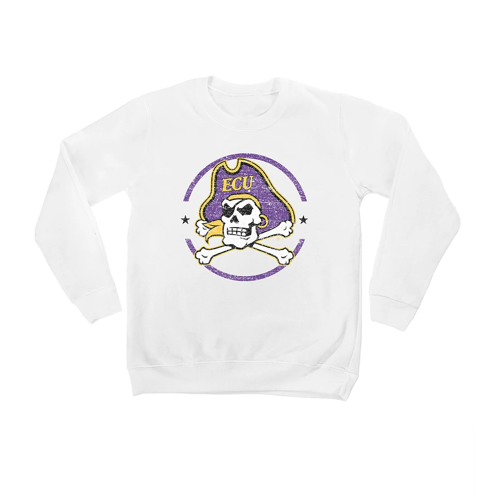 Youth White ECU Pirates End Zone Pullover Sweatshirt