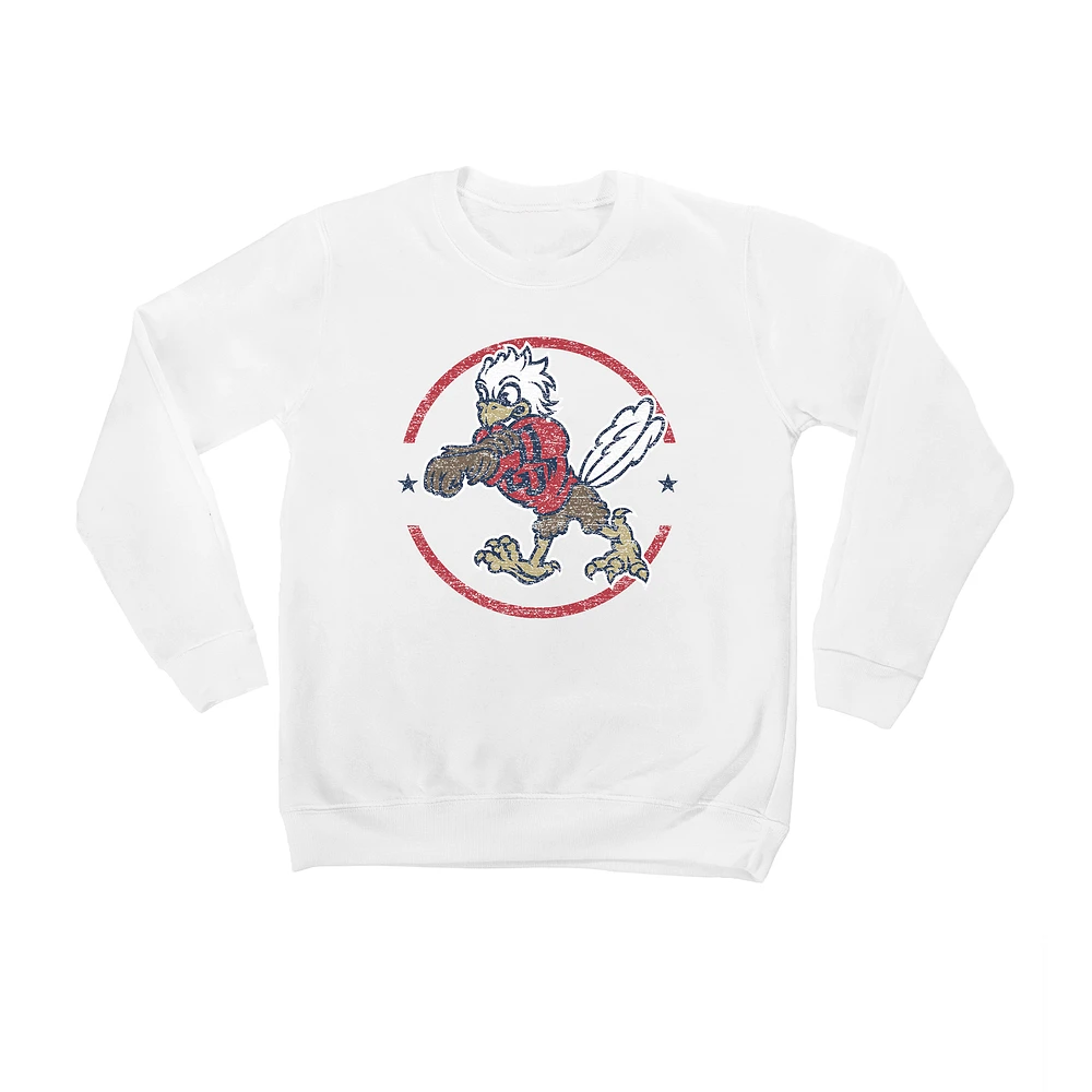 Youth White Liberty Flames End Zone Pullover Sweatshirt