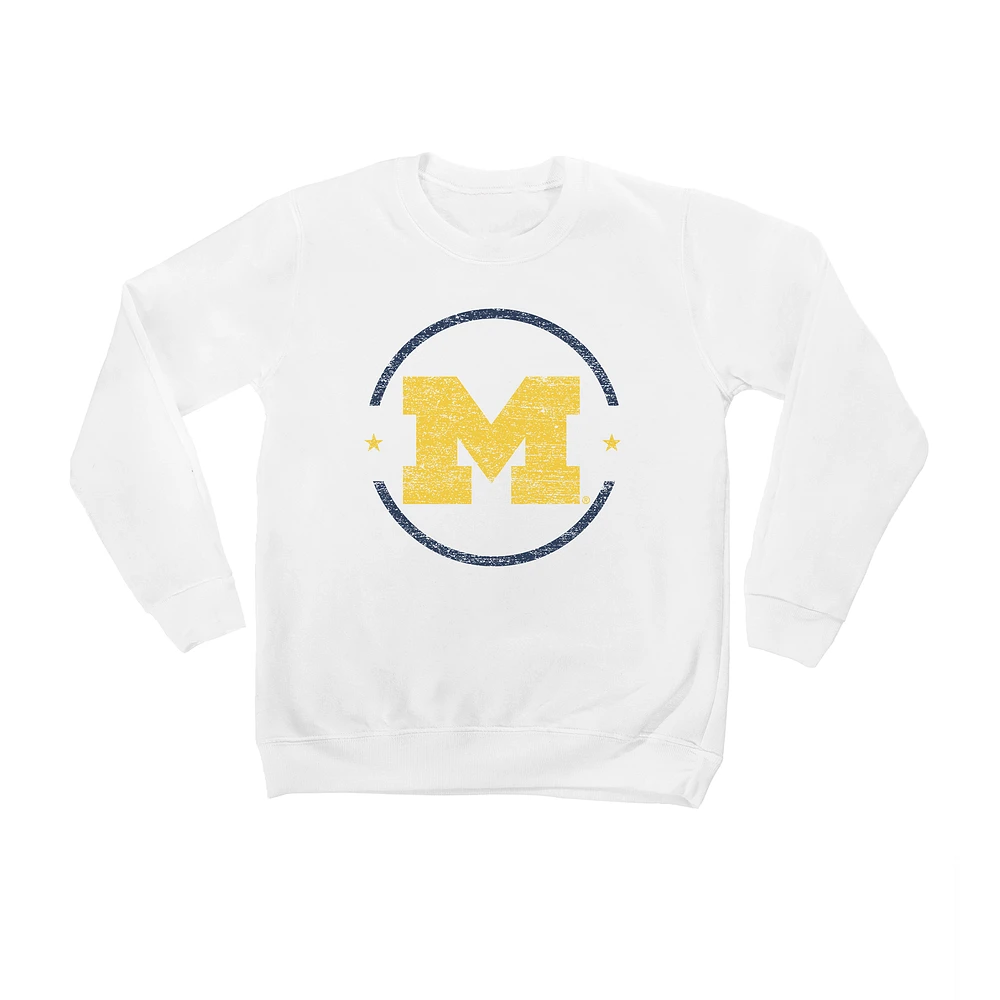 Youth White Michigan Wolverines End Zone Pullover Sweatshirt