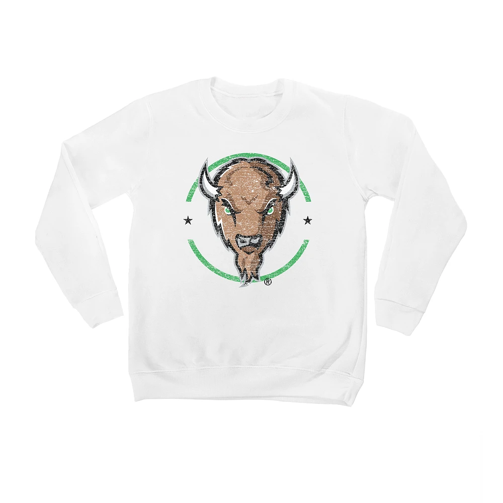 Youth White Marshall Thundering Herd End Zone Pullover Sweatshirt