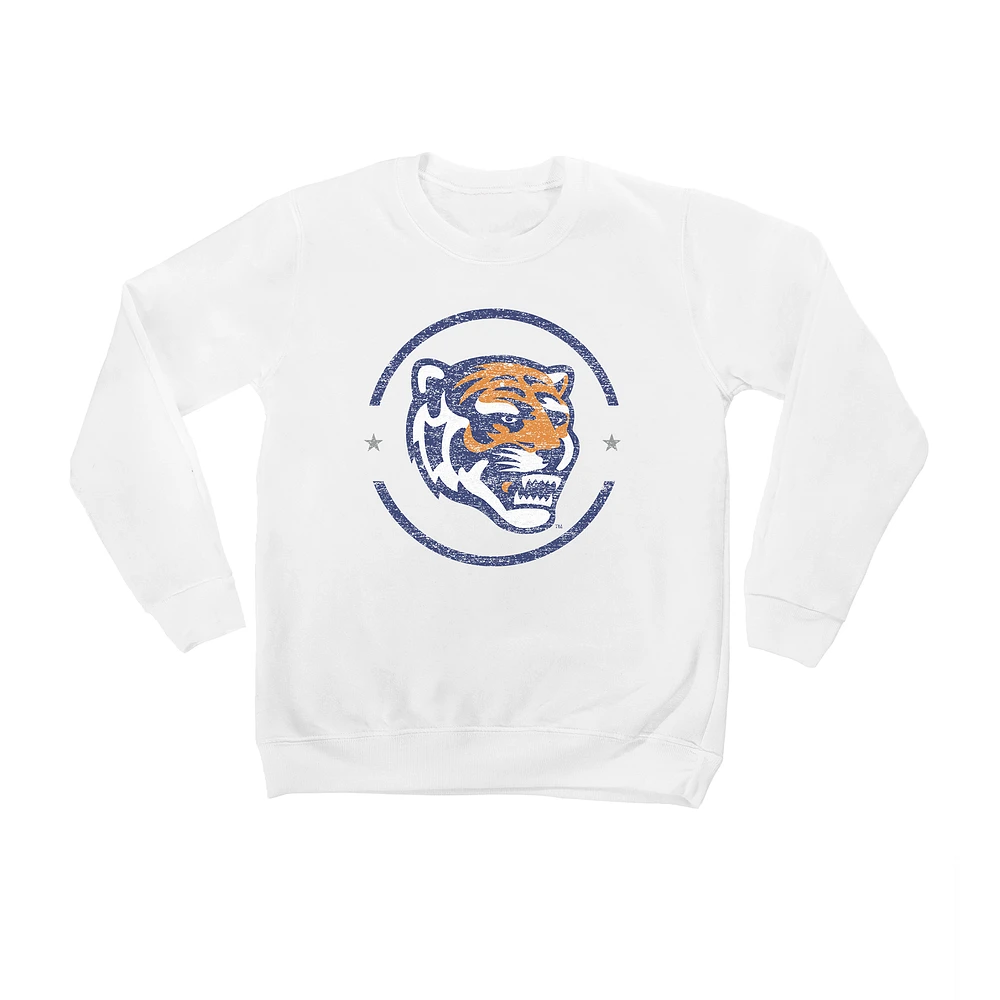 Youth White Memphis Tigers End Zone Pullover Sweatshirt