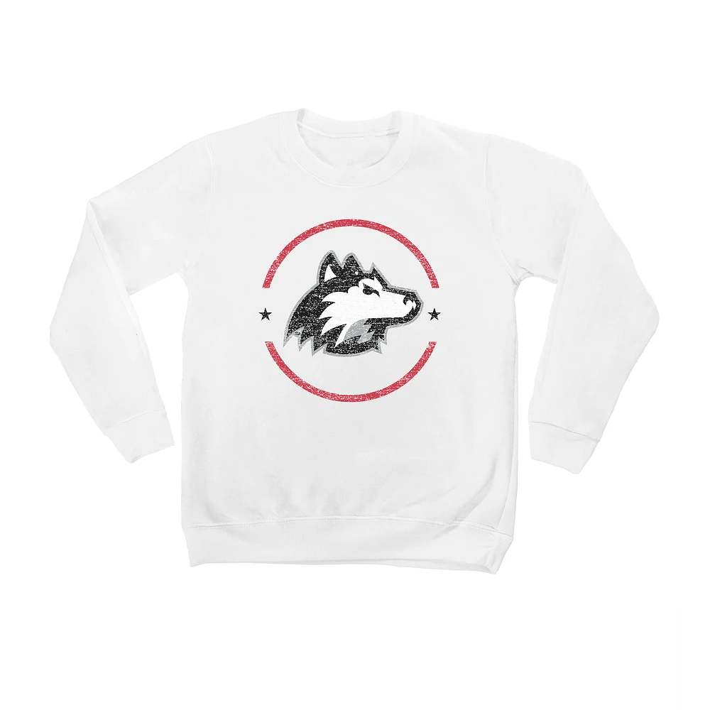Youth White Northern Illinois Huskies End Zone Pullover Sweatshirt