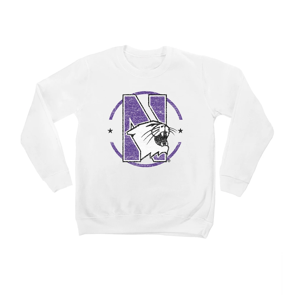 Youth White Northwestern Wildcats End Zone Pullover Sweatshirt