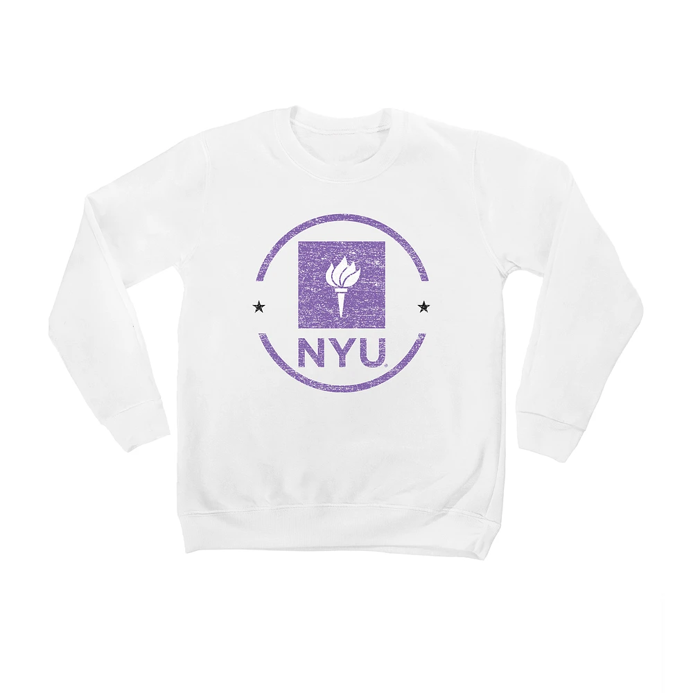 Youth White NYU Violets End Zone Pullover Sweatshirt
