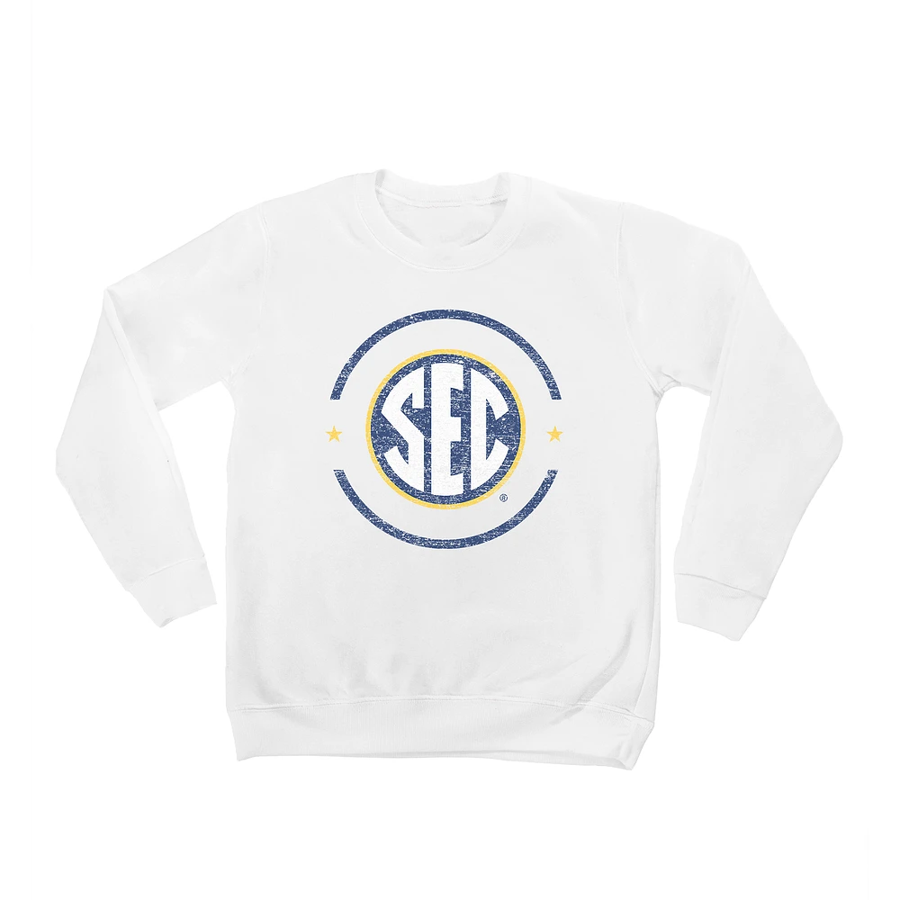 Youth White SEC End Zone Pullover Sweatshirt