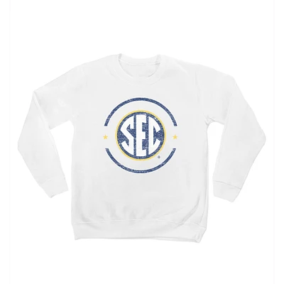 Youth White SEC End Zone Pullover Sweatshirt