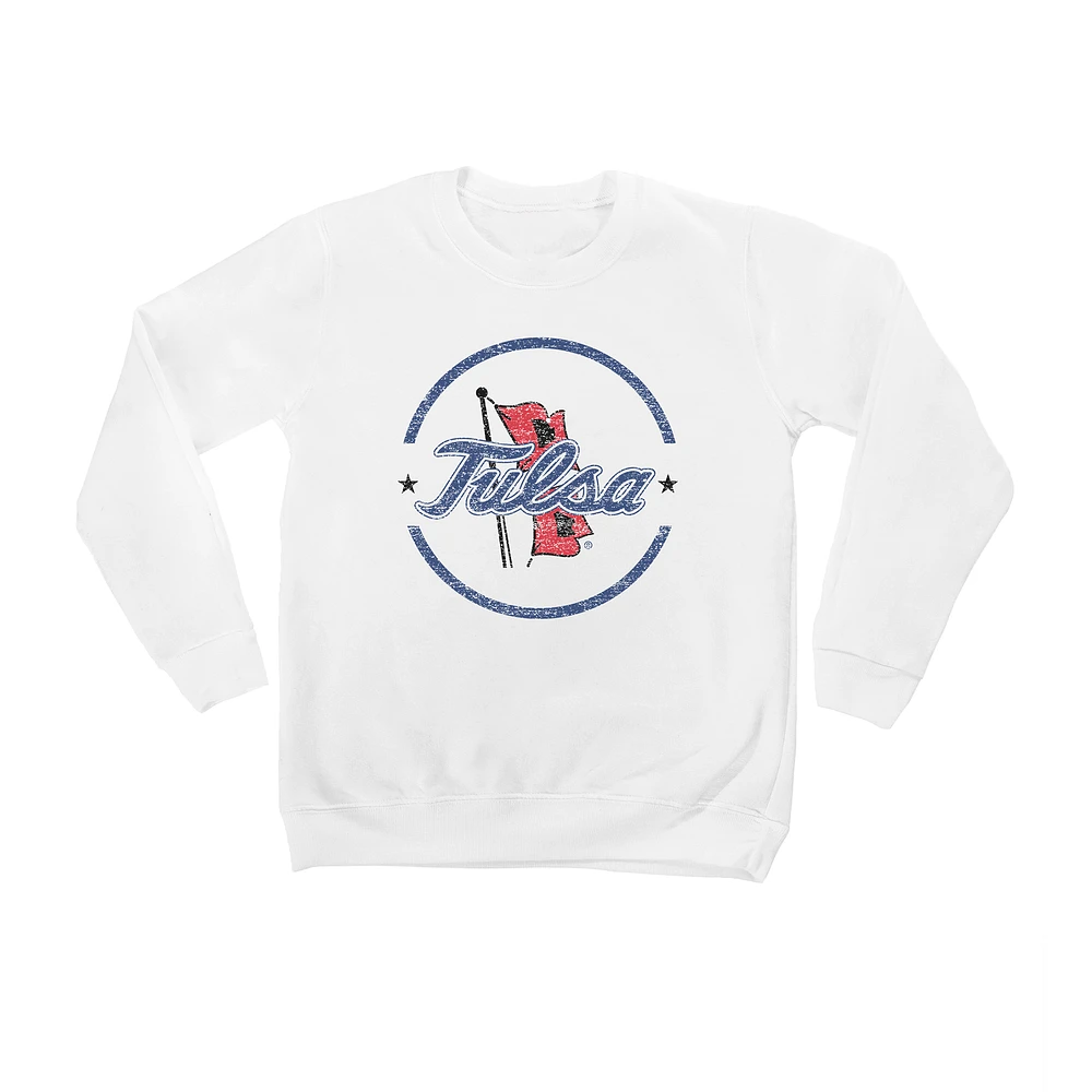 Youth White Tulsa Golden Hurricane End Zone Pullover Sweatshirt