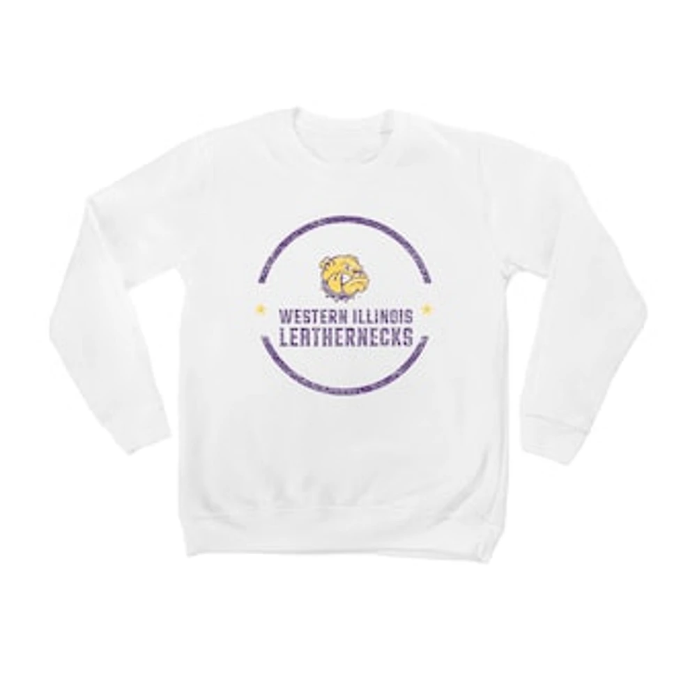 Youth White Western Illinois Leathernecks End Zone Pullover Sweatshirt