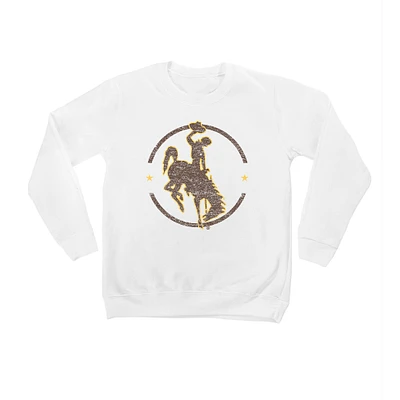 Youth White Wyoming Cowboys End Zone Pullover Sweatshirt