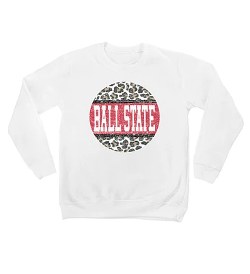 Youth White Ball State Cardinals Scoop & Score Pullover Sweatshirt