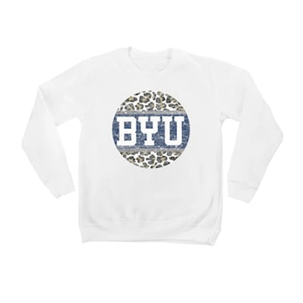 Youth White BYU Cougars Scoop & Score Pullover Sweatshirt