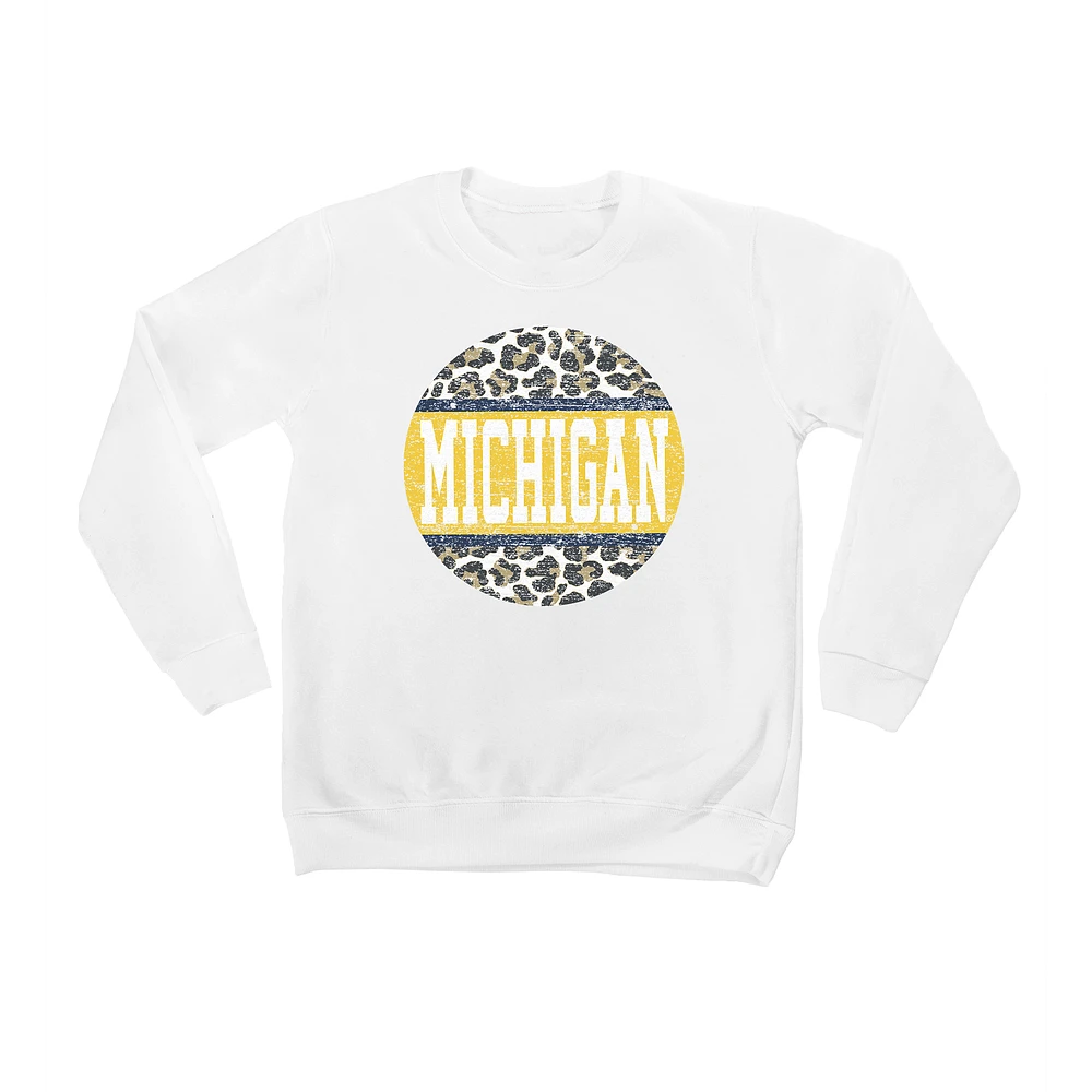 Youth White Michigan Wolverines Scoop & Score Pullover Sweatshirt