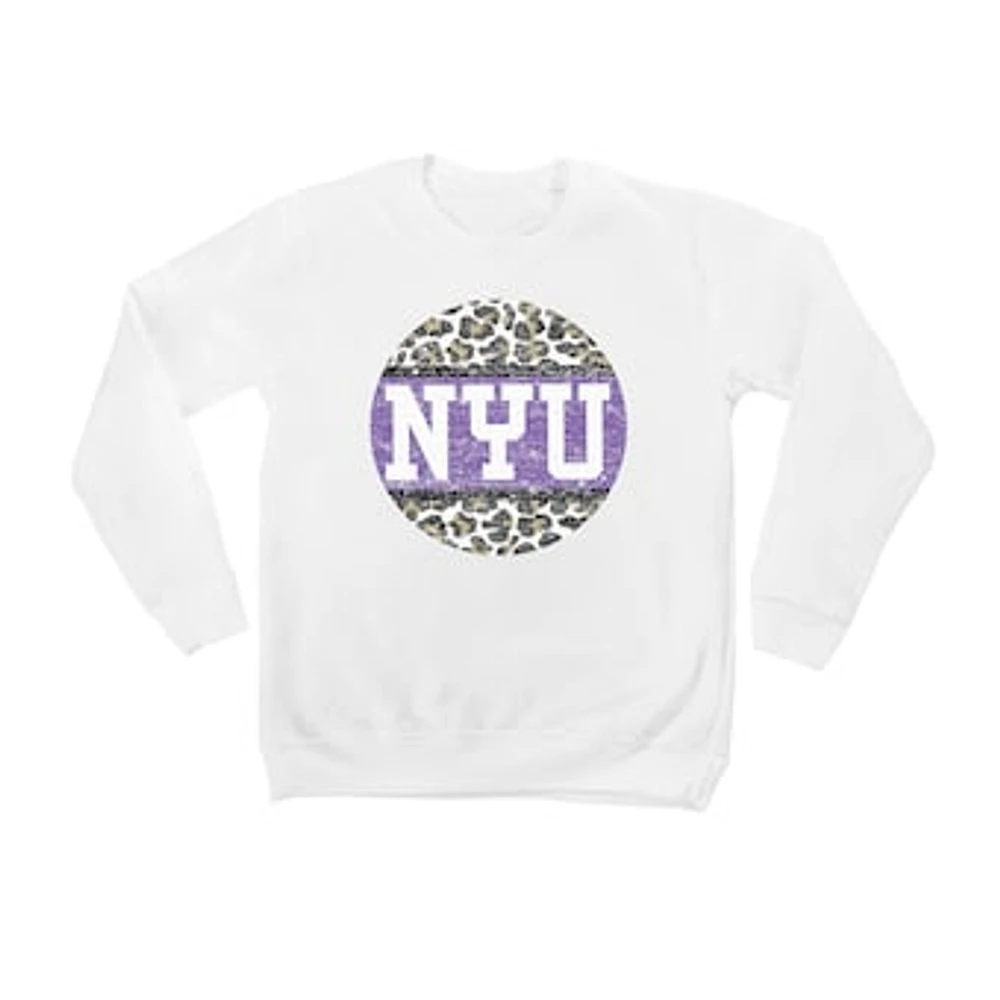 Youth White NYU Violets Scoop & Score Pullover Sweatshirt