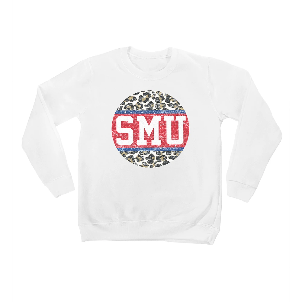 Youth White SMU Mustangs Scoop & Score Pullover Sweatshirt