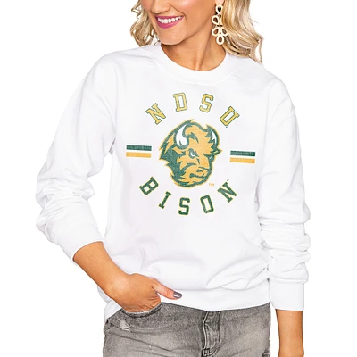 Women's Gameday Couture White NDSU Bison Oversized Vintage Days Perfect Crew Sweatshirt
