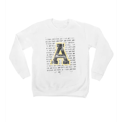 Youth White Appalachian State Mountaineers Bold Type Pullover Sweatshirt