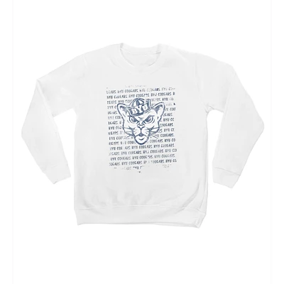 Youth White BYU Cougars Bold Type Pullover Sweatshirt