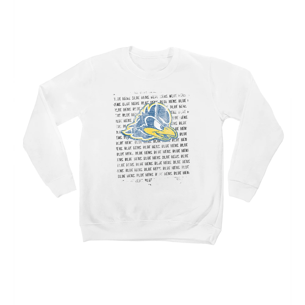 Youth White Delaware Fightin' Blue Hens Bold Type Pullover Sweatshirt