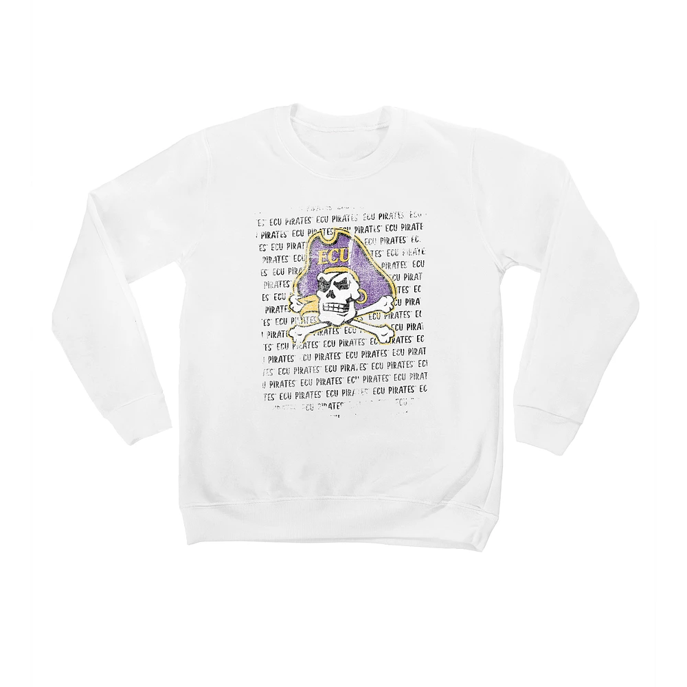 Youth White ECU Pirates Bold Type Pullover Sweatshirt