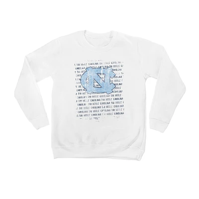 Youth White North Carolina Tar Heels Bold Type Pullover Sweatshirt