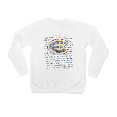 Youth White Wisconsin Eau Claire Blugolds Bold Type Pullover Sweatshirt