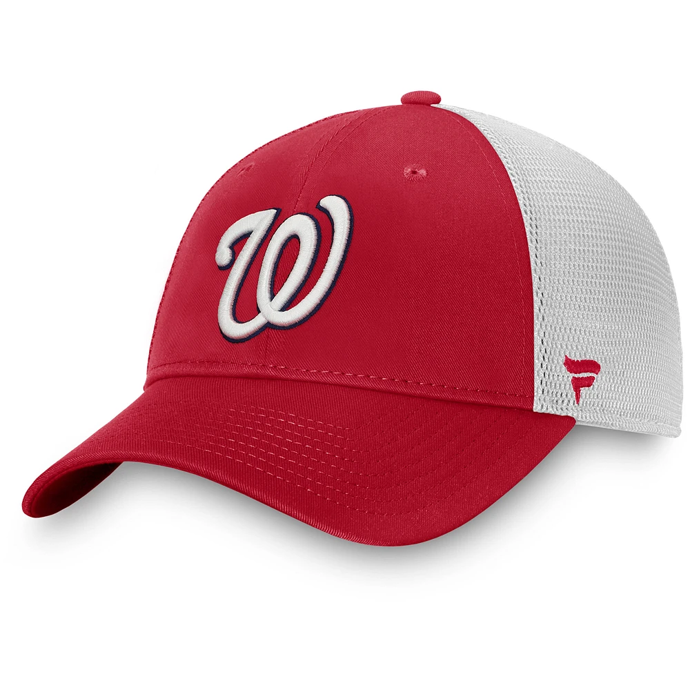 Men's Fanatics Red/White Washington Nationals Team Core Unstructured Trucker Adjustable Hat