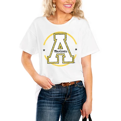 Women's White Appalachian State Mountaineers End Zone Easy T-Shirt