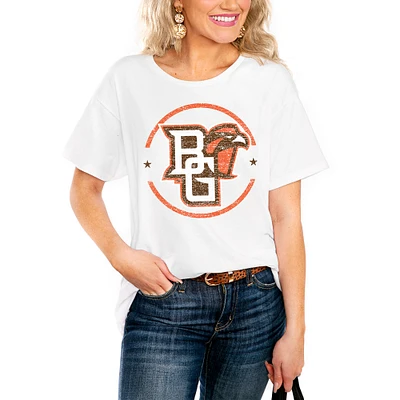 Women's White Bowling Green St. Falcons End Zone Easy T-Shirt