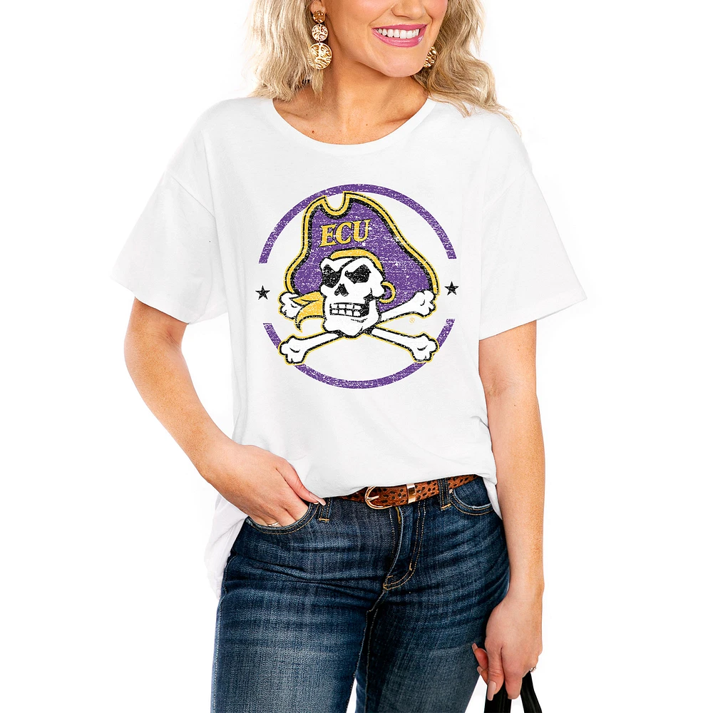 Women's White ECU Pirates End Zone Easy T-Shirt