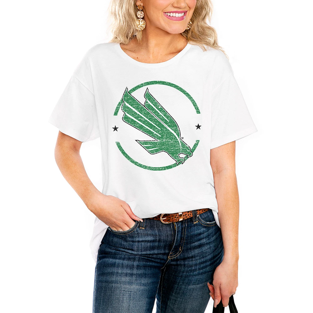 Women's White North Texas Mean Green End Zone Easy T-Shirt