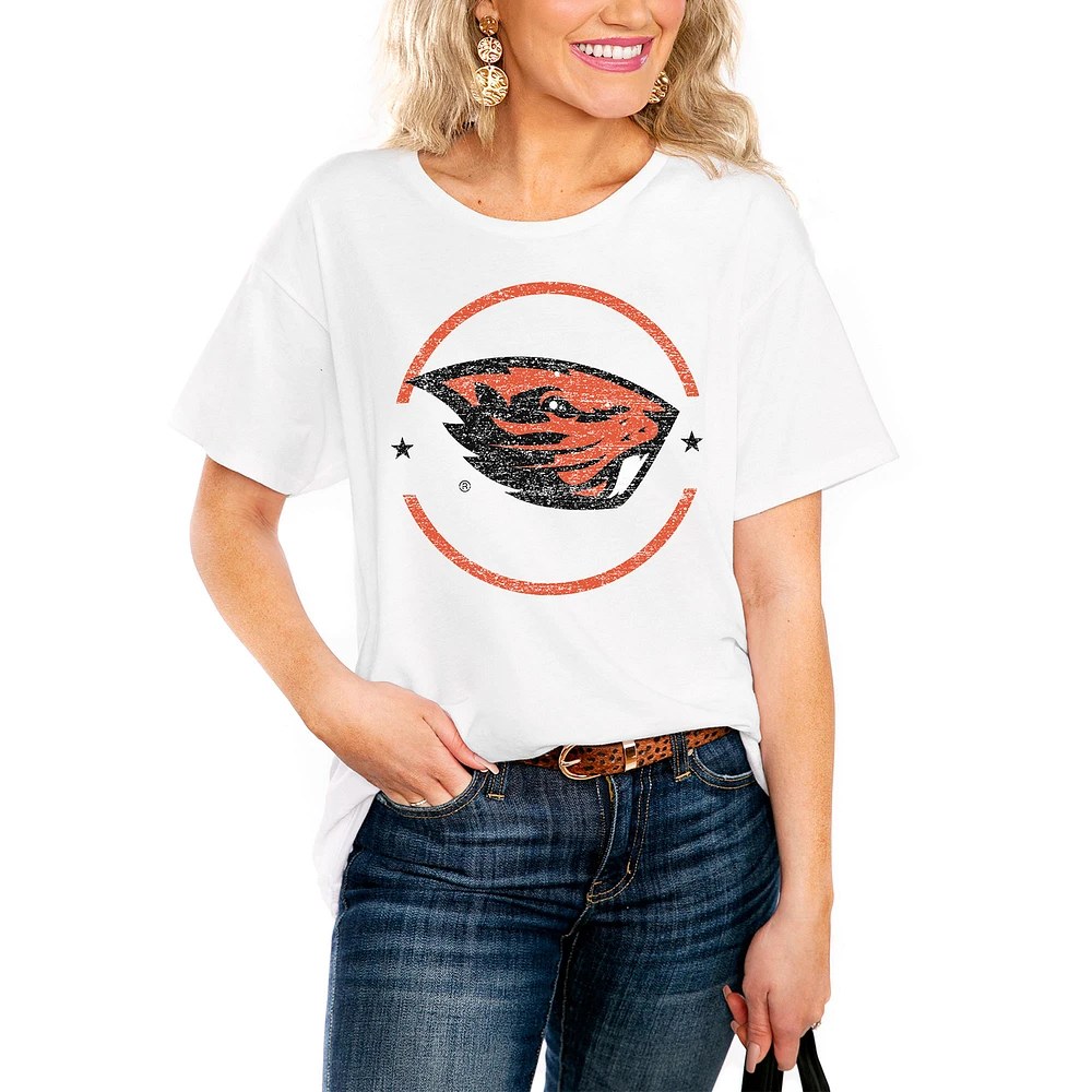 Women's White Oregon State Beavers End Zone Easy T-Shirt
