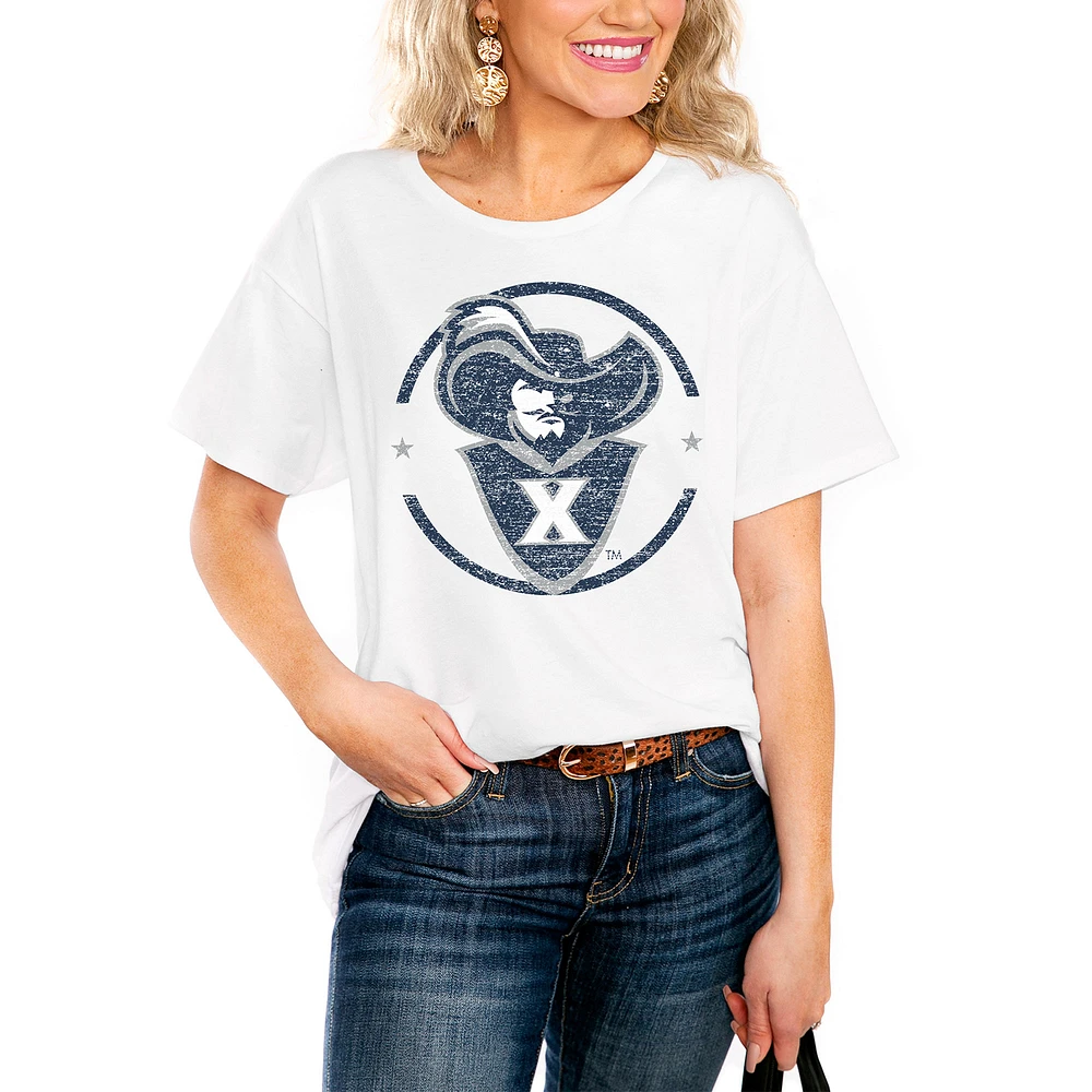 Women's White Xavier Musketeers End Zone Easy T-Shirt