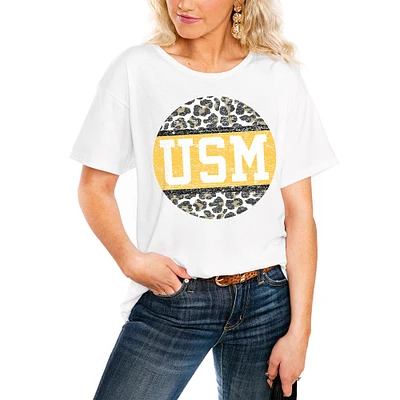 Women's White Southern Miss Golden Eagles Scoop & Score Easy T-Shirt