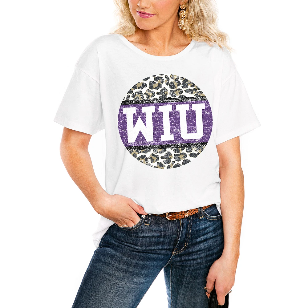 Women's White Western Illinois Leathernecks Scoop & Score Easy T-Shirt