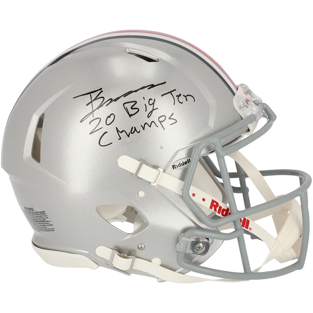 Trey Sermon Ohio State Buckeyes Autographed Riddell Speed Authentic Helmet with "20 Big Ten Champ" Inscription
