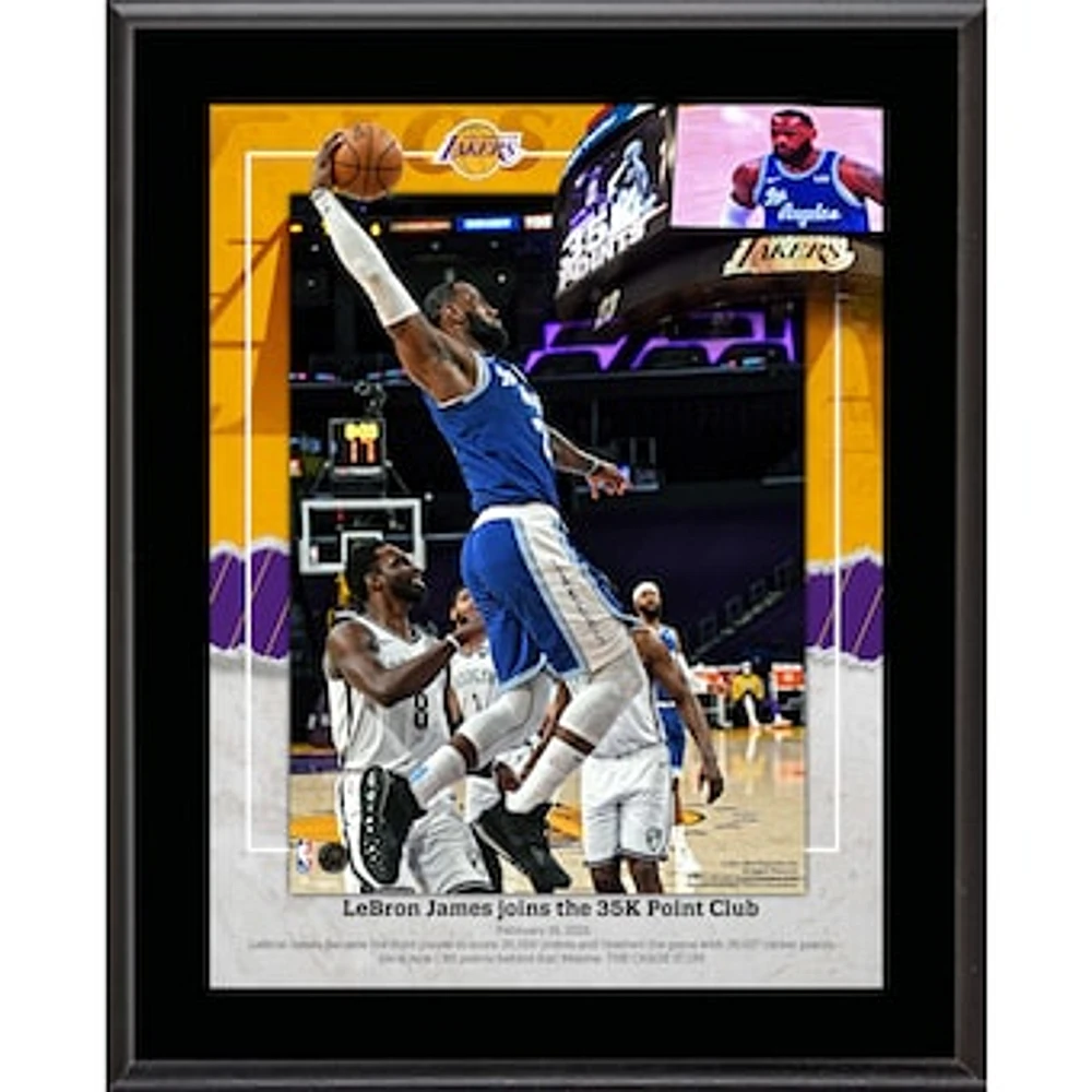 LeBron James Los Angeles Lakers 10.5" x 13" 3rd Player In NBA History to Score 35000 Points Sublimated Plaque