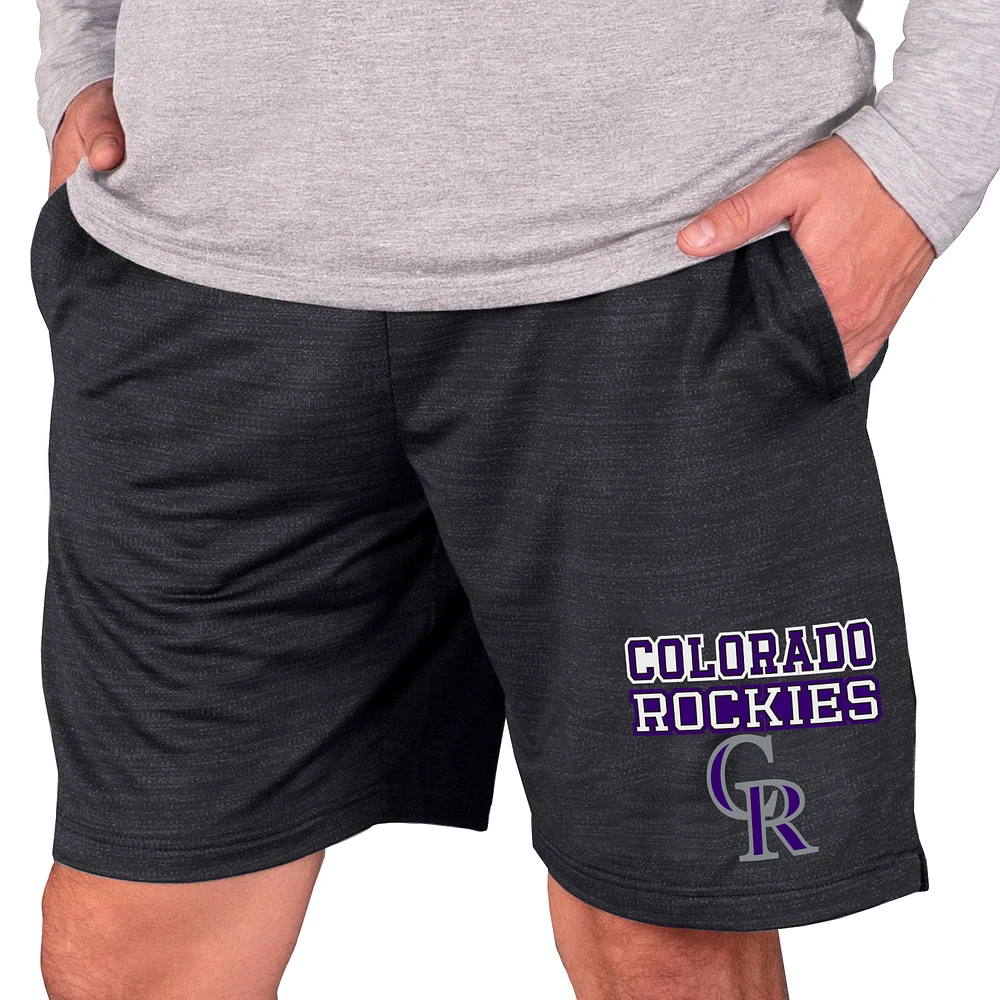 Men's Concepts Sport Charcoal Colorado Rockies Bullseye Knit Jam Shorts