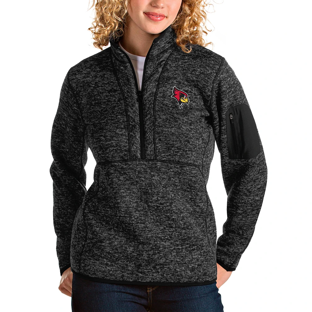 Women's Antigua Heathered Illinois State Redbirds Fortune Half-Zip Pullover Jacket