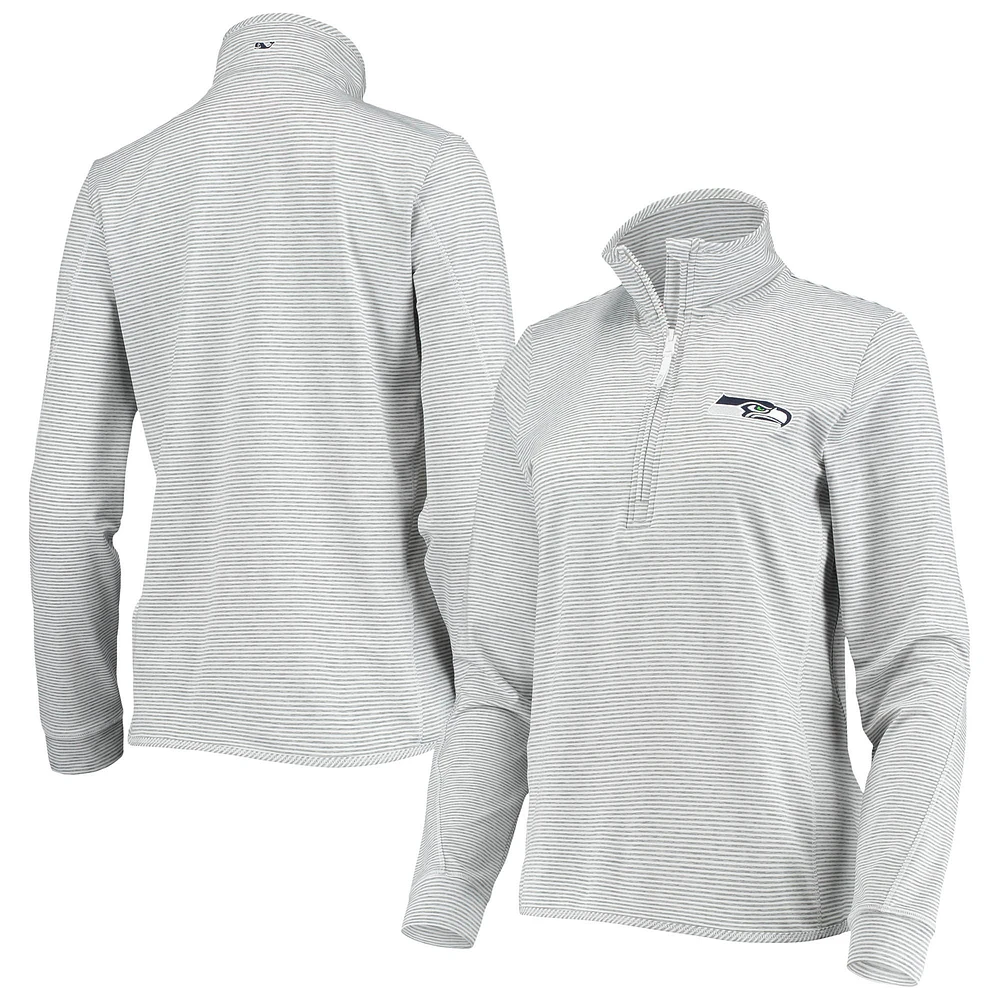 Women's Vineyard Vines Heather Gray Seattle Seahawks Sankaty Shep Half-Zip Pullover Top