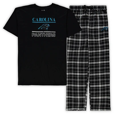 Men's Concepts Sport Black Carolina Panthers Big & Tall Lodge Top and Pants Sleep Set
