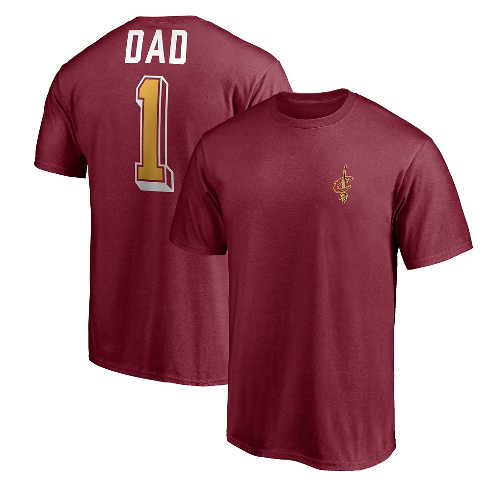 Men's Garnet Cleveland Cavaliers Number One Dad T-Shirt