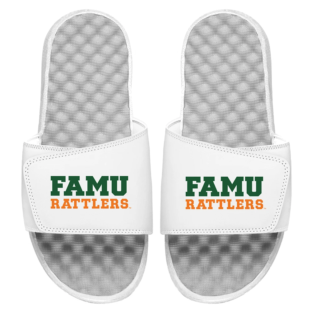 Men's ISlide White Florida A&M Rattlers Wordmark Slide Sandals