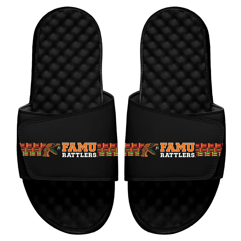 Men's ISlide Black Florida A&M Rattlers Combo Stripe Logo Slide Sandals